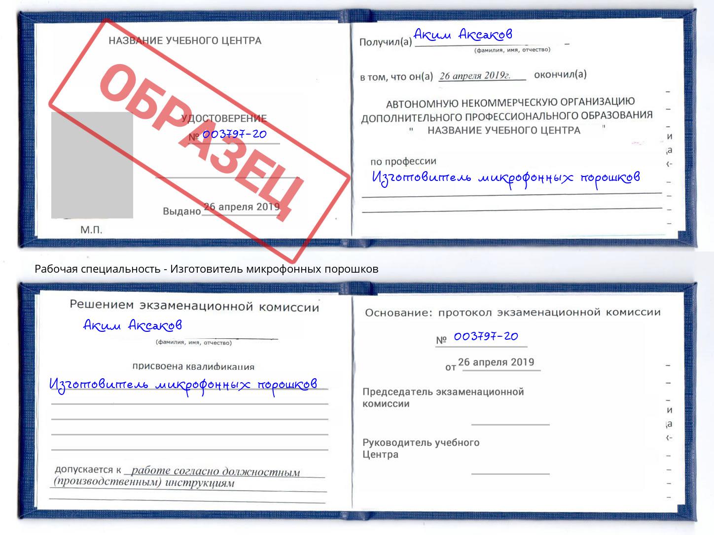 Изготовитель микрофонных порошков Тутаев