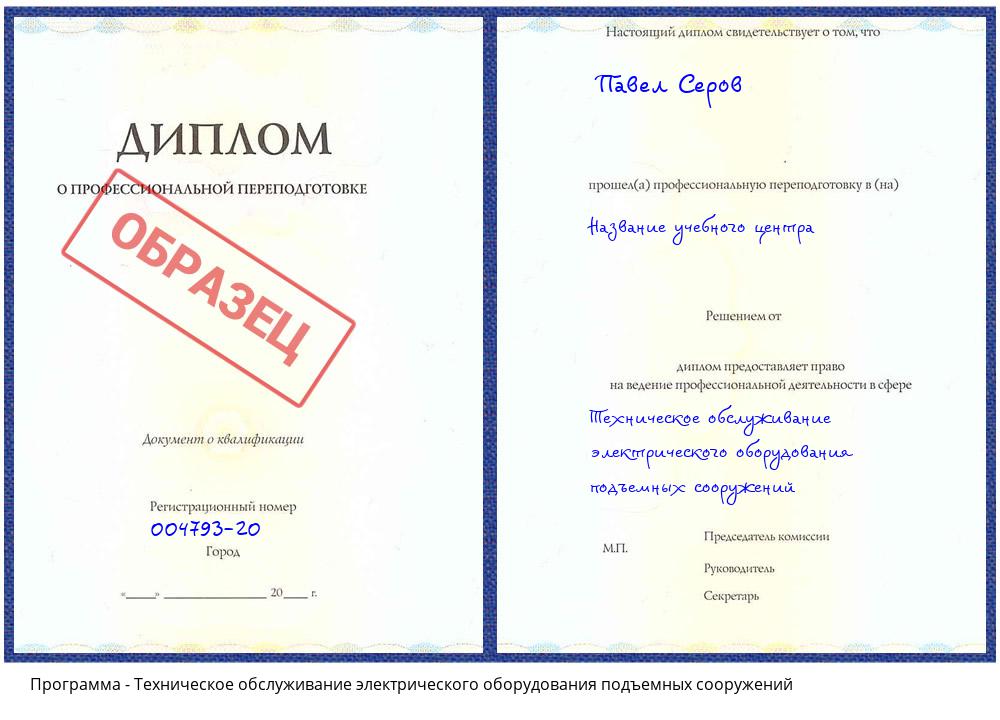 Техническое обслуживание электрического оборудования подъемных сооружений Тутаев