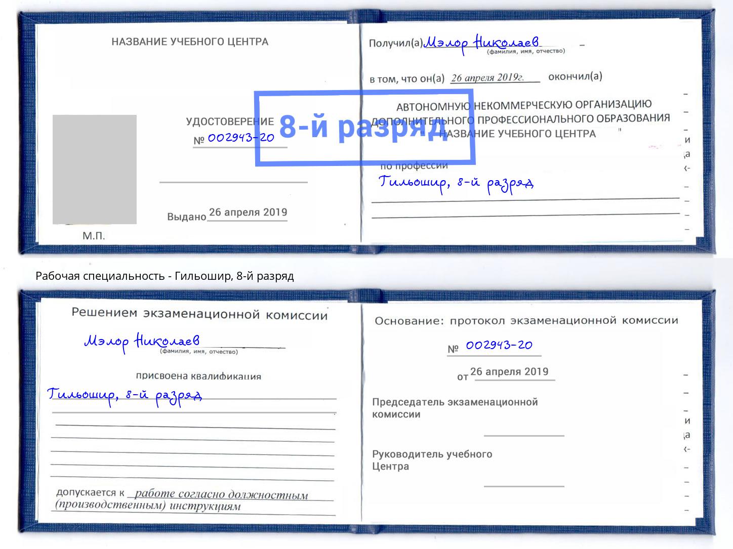 корочка 8-й разряд Гильошир Тутаев